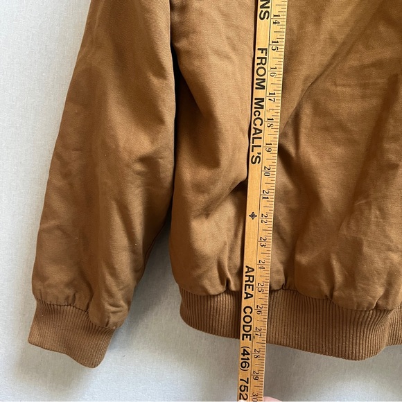 Woolrich Green Label Canvas Work Jacket Mens L Brown Hooded Plaid Lined - Picture 8 of 8